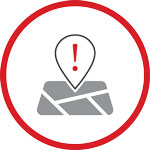 map icon with safety alert